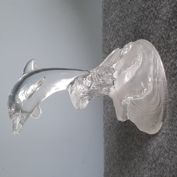 Vintage Crystal Dolphin with Frosted Glass Base - Picture 7 of 10